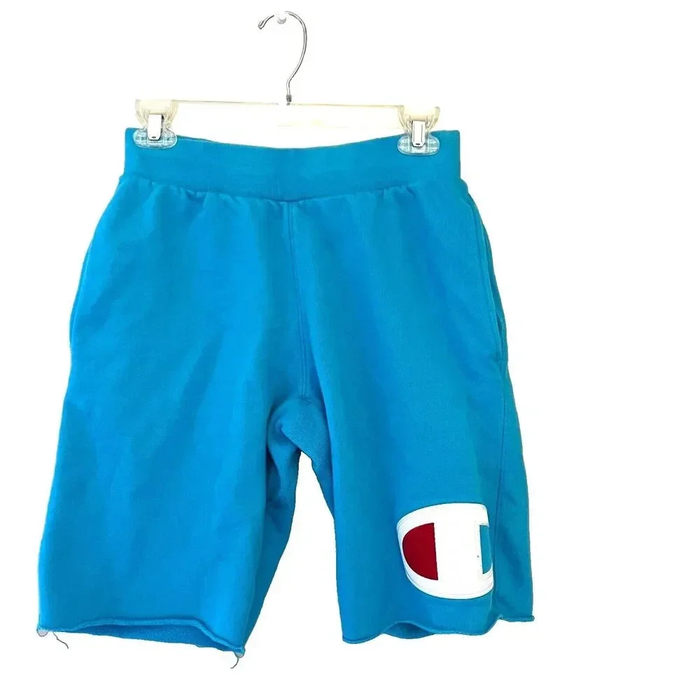 Champion Reverse Weave Mens Blue Shorts S Back Pocket C Logo Graphic Pull On